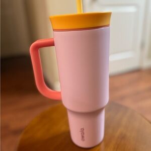 Owala Pink and Yellow Tumbler with Handle 40oz